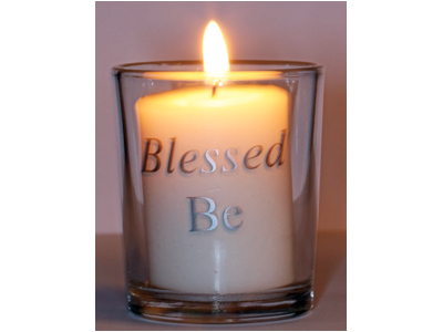 Blessed Be (Silver) Glass Altar Votive Holder